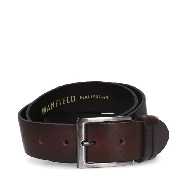 Manfield Donkerbruine Leren Riem