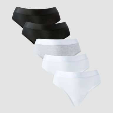 Myprotein MP middelhoge string voor dames (5 Pack) - Wit / Zwart / Gemêleerd grijs