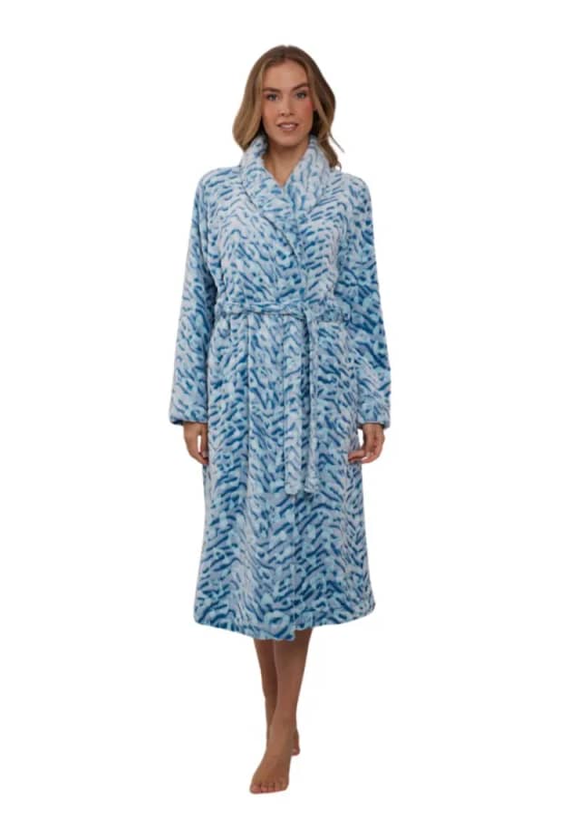 Pastunette Dierenprint badjas dames - turquoise