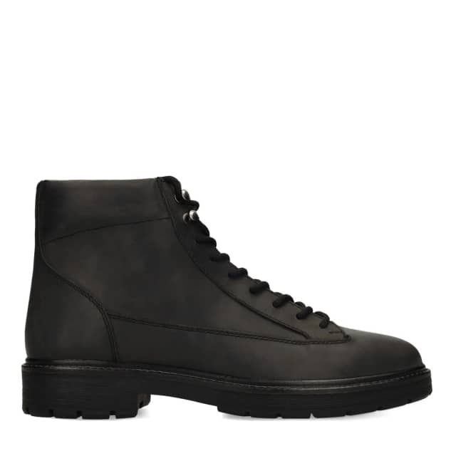 Manfield Zwarte Leren Boots Met Ritssluiting