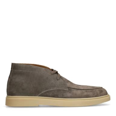 Manfield Grijze Suède Veterschoenen