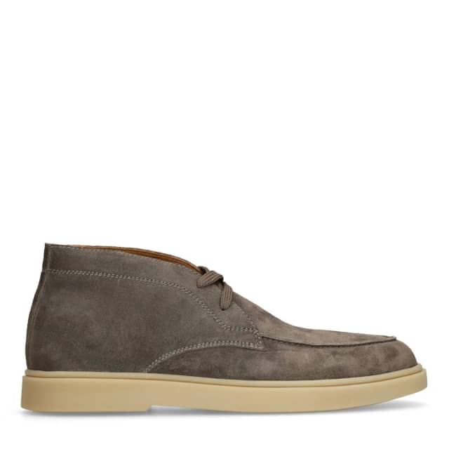 Manfield Grijze Suède Veterschoenen