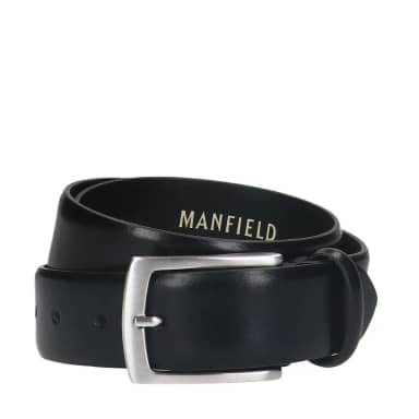 Manfield Manfield Zwarte Leren Riem