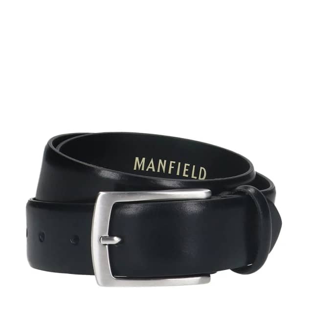 Manfield Zwarte Leren Riem