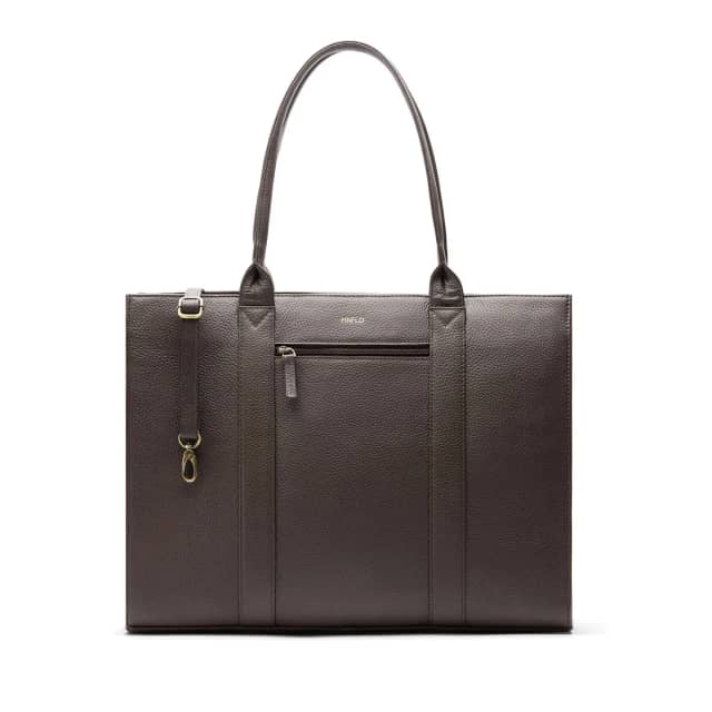 Manfield 18 Inch Donkerbruine Leren Shopper Met Ritssluiting