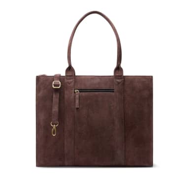 Manfield Manfield 18 Inch Donkerbruine Suède Shopper Met Ritssluiting