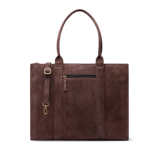 Manfield 18 Inch Donkerbruine Suède Shopper Met Ritssluiting