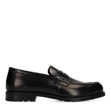 Manfield Zwarte Leren Loafers