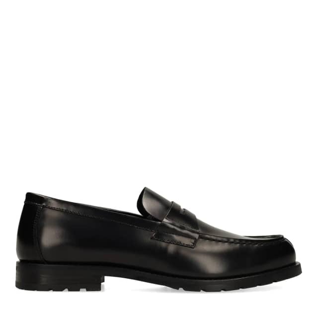 Manfield Zwarte Leren Loafers