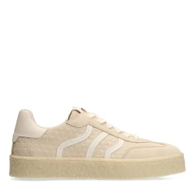 No Stress Off White Leren Sneakers Met Suède Details Met Veters
