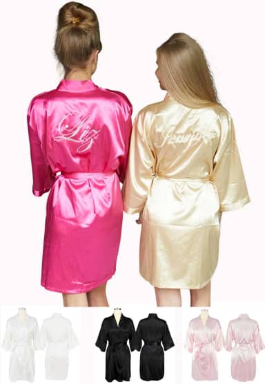 Satijnen badjas kimono met
