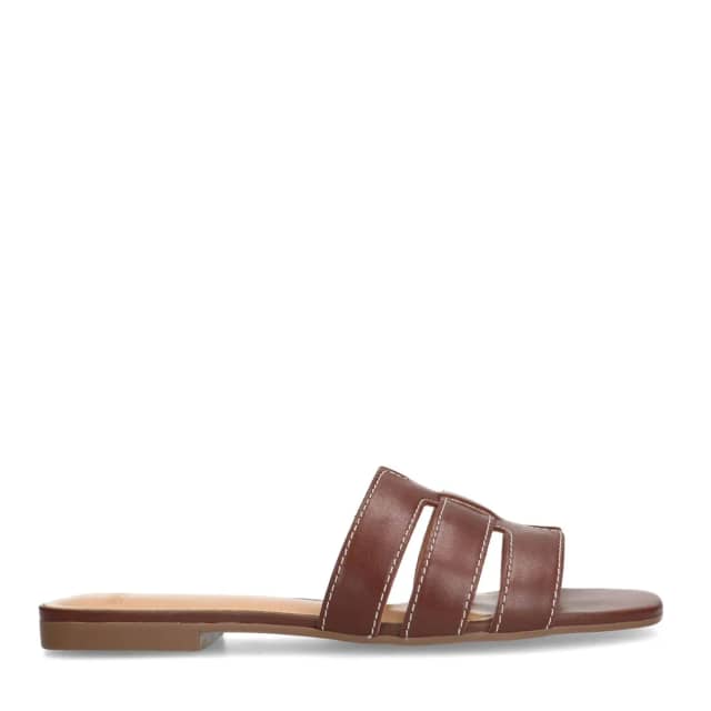 Manfield Bruine Leren Slippers