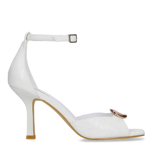 Sacha Witte leren sandalen met hak