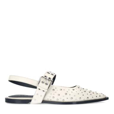 Sacha Off white leren slingbacks met studs en gesp