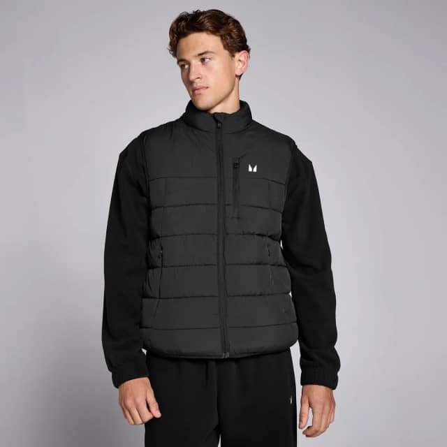 Myprotein MP lichtgewicht gewatteerde bodywarmer voor heren - Zwart