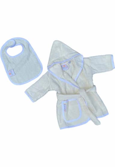 Badrock Baby badjas ecru met capuchon