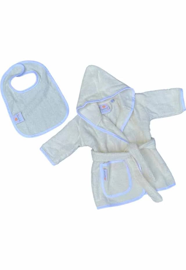 Badrock Baby badjas ecru met capuchon