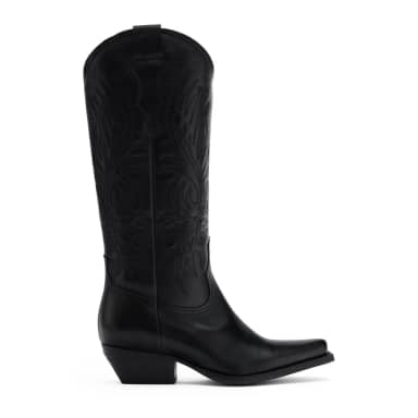 Zwarte leren cowboylaarzen