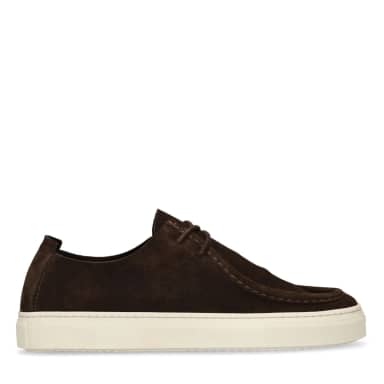 Manfield Manfield Donkerbruine Suède Veterschoenen
