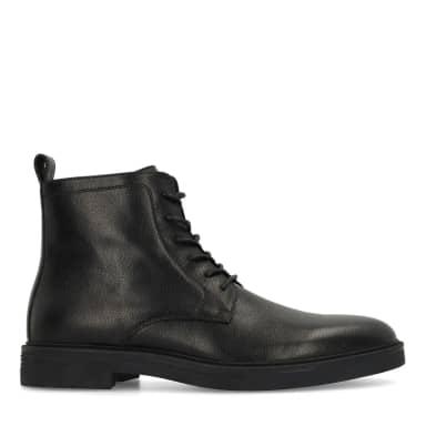 Manfield Zwarte Leren Veterboots