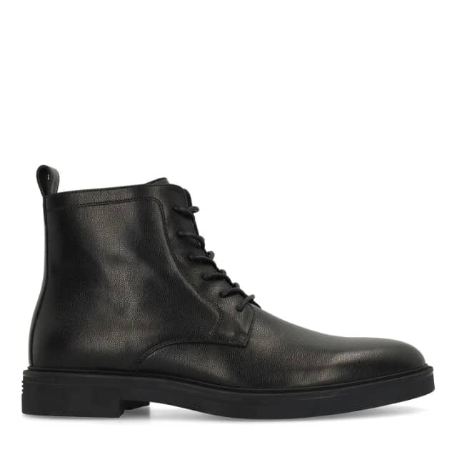 Manfield Zwarte Leren Veterboots