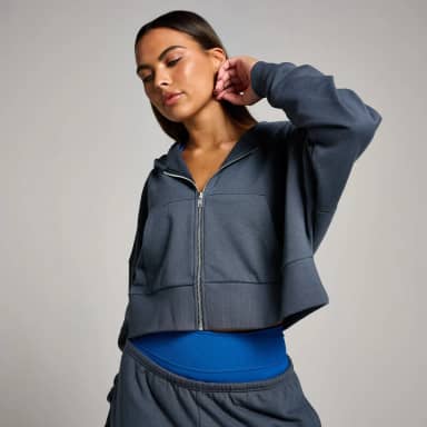 Myprotein MP Tempo gecropte hoodie met rits voor dames - Middernachtzwart