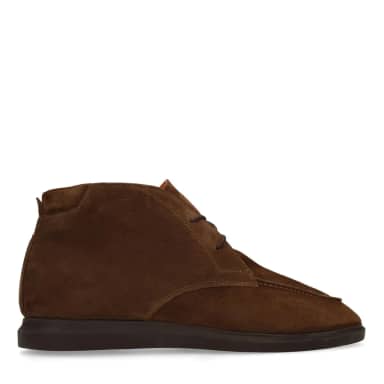 Manfield Donkerbruine Suède Desert Boots Met Veters