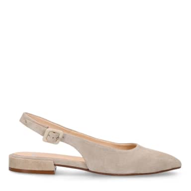 Manfield Beige Suède Slingbacks Met Gespsluiting