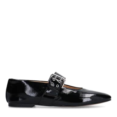 Sacha Zwarte lak buckle ballerina's