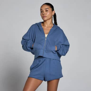 Myprotein MP Women's Lichtgewicht Loopback Hoodie met Rits - Leiblauw