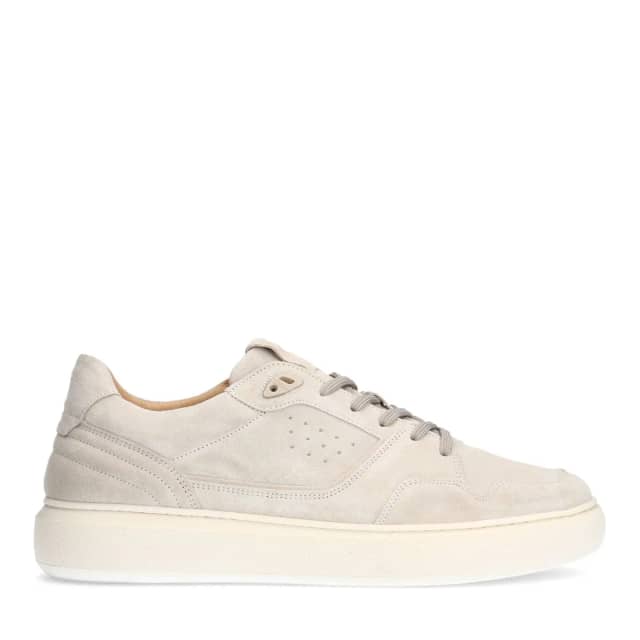 Manfield Beige Suède Sneakers Met Veters