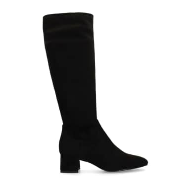 Manfield Zwarte Stretch Laarzen Met Hak Met Ritssluiting