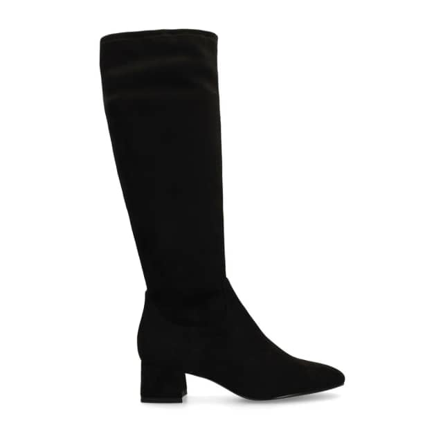 Manfield Zwarte Stretch Laarzen Met Hak Met Ritssluiting