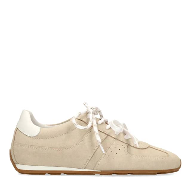 Manfield Taupe Suède Sneakers Met Veters
