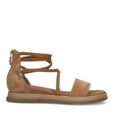 No Stress Beige Suède Sandalen Met Bandjes Met Ritssluiting