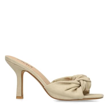 Sacha Beige muiltjes met hak en knoop detail