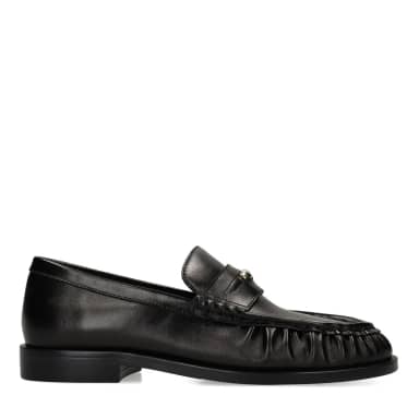 Manfield Zwarte Leren Loafers