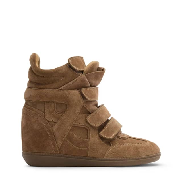 Sacha Beige suède sneakers met sleehak