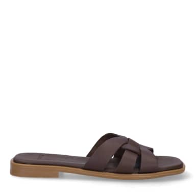 Manfield Bruine Leren Slippers