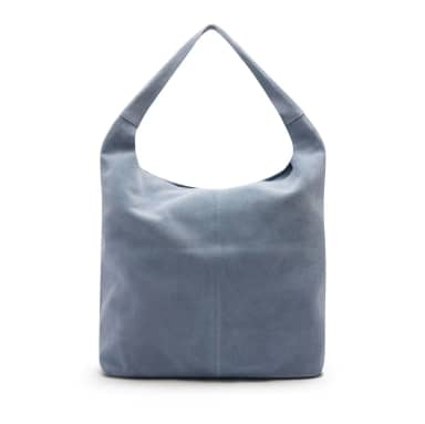 Manfield Manfield Lichtblauwe Suède Shopper Met Ritssluiting