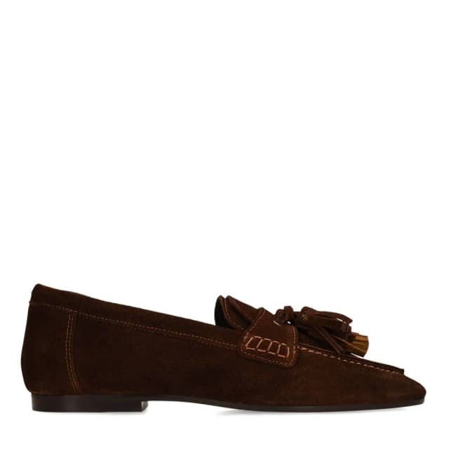 Manfield Donkerbruine Suède Loafers