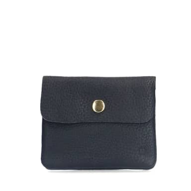 Manfield Manfield Zwarte Leren Portemonnee Met Drukknoop