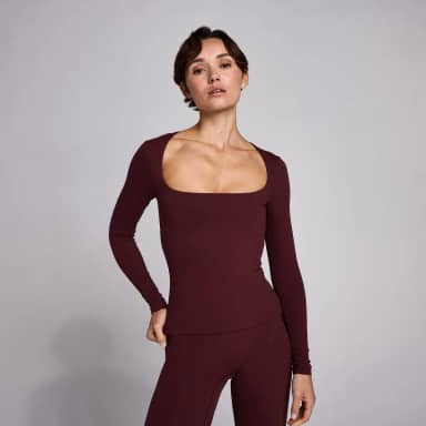 MP Women's SculptForm Square Neck Long Sleeve Top - Donkerrood