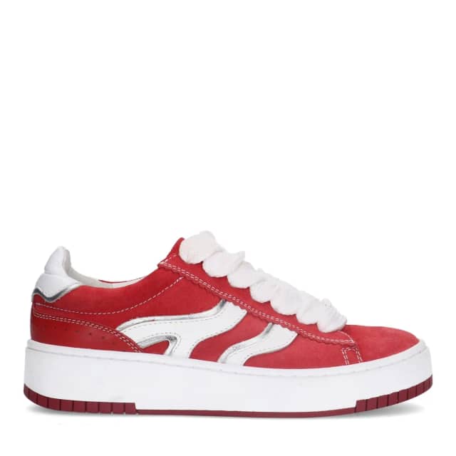 Sacha Rode suède sneakers met witte details