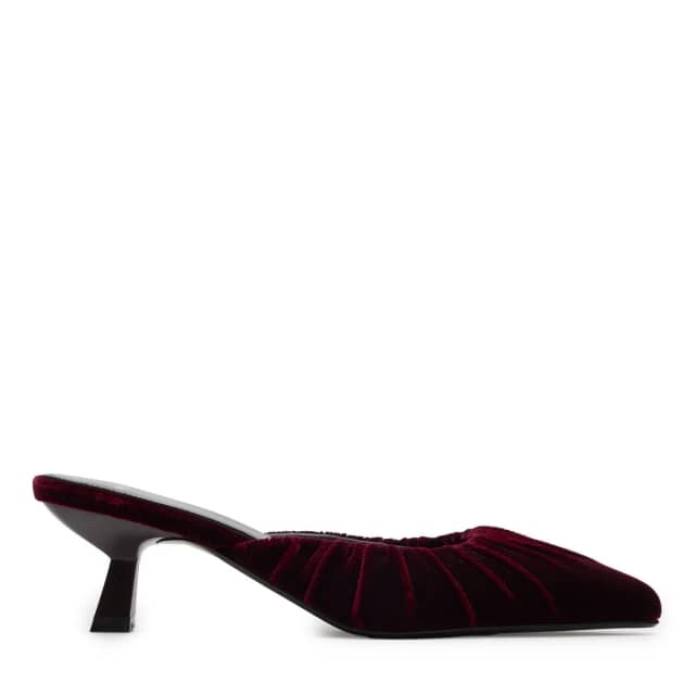 Manfield Bordeaux Fluwelen Muiltjes