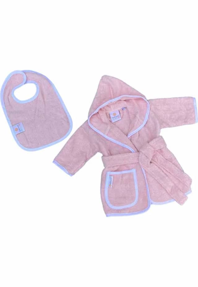 Badrock Baby badjas poederroze met capuchon