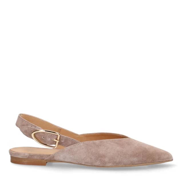 Manfield Taupe Suède Slingbacks Met Gespsluiting