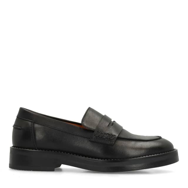 Manfield Klassieke Zwarte Leren Loafers