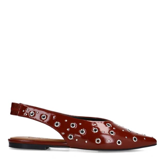 Sacha Burgundy leren slingbacks met zilverkleurige studs