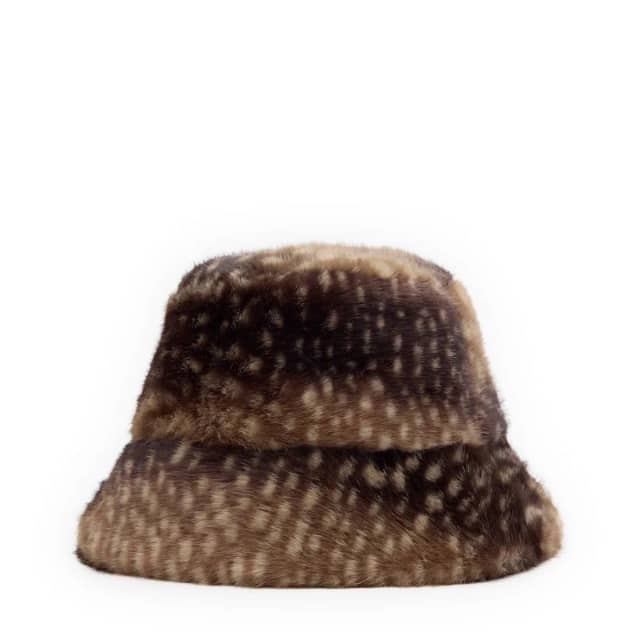 Manfield Bruine Bambi Bucket Hat Van Faux Fur